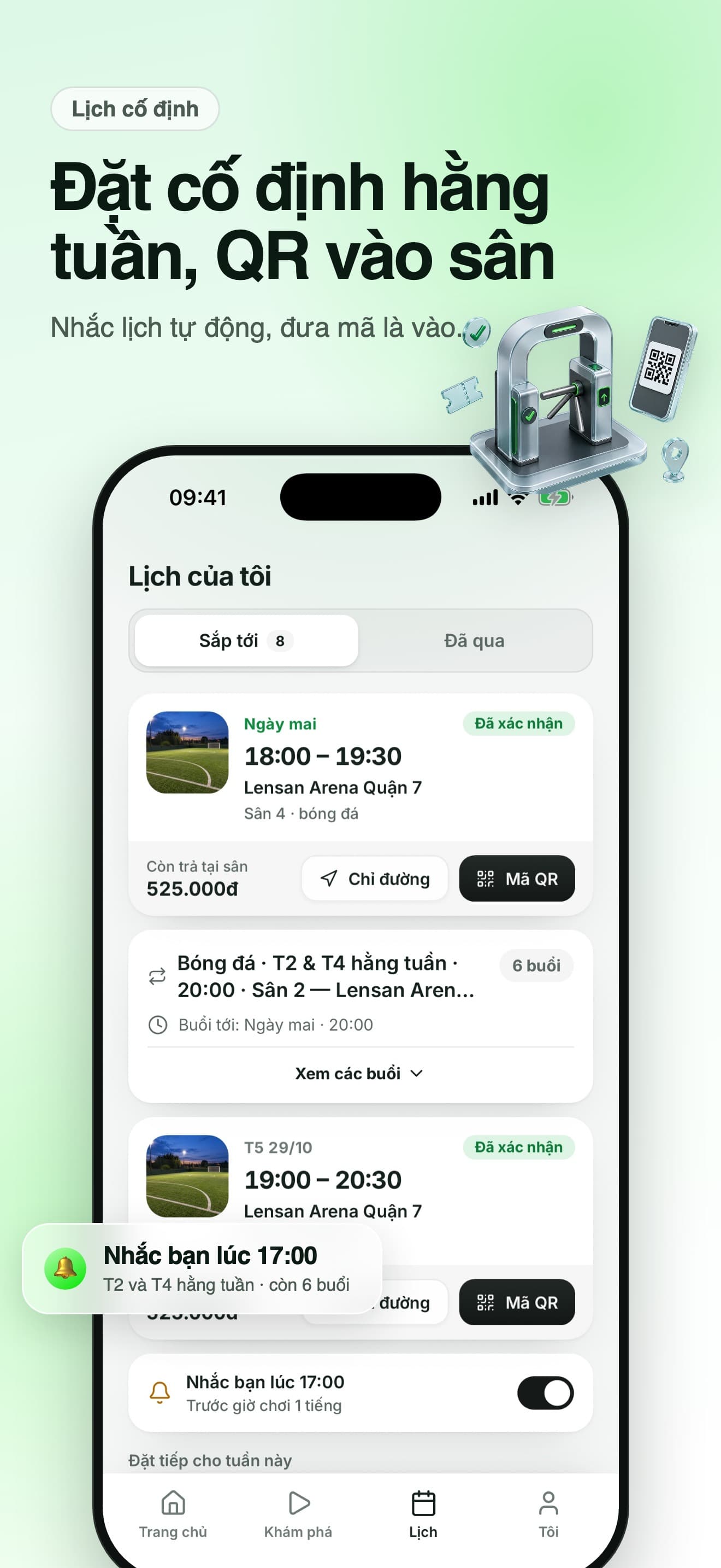 Lensan customer app preview of weekly play and QR check-in